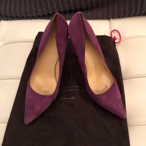 Purple suede Kate Spade heels, size 8, dust bag